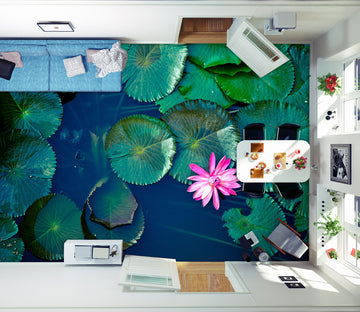 3D A Deep Pink Lotus 011 Floor Mural  Wallpaper Murals Rug & Mat Print Epoxy waterproof bath floor