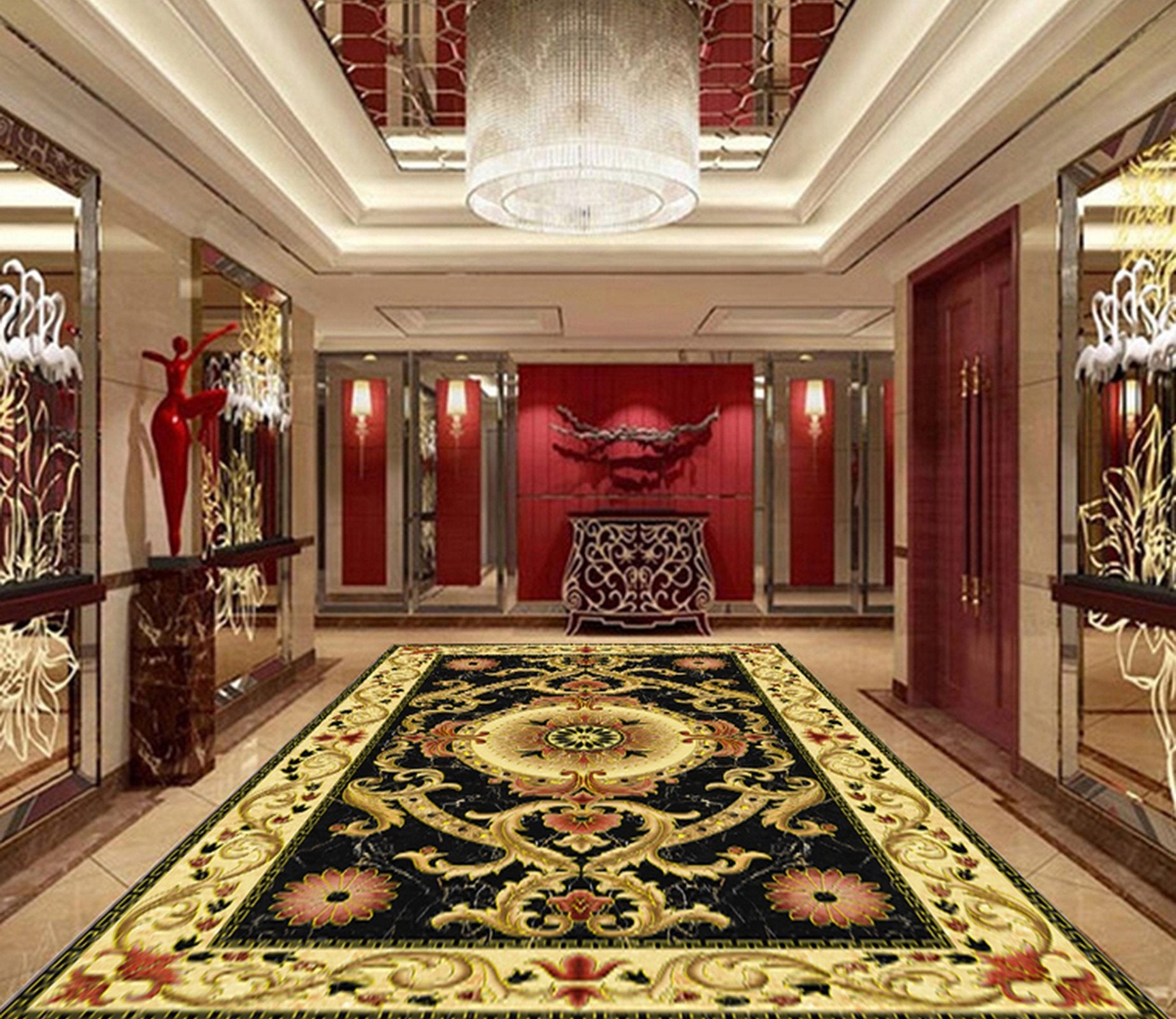 3D Black Diamond WG544 Floor Mural Wallpaper AJ Wallpaper 2 