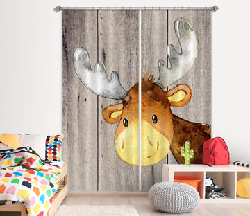 3D Yellow Reindeer 159 Uta Naumann Curtain Curtains Drapes