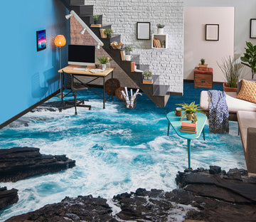 3D Black Reef 037 Floor Mural  Wallpaper Murals Rug & Mat Print Epoxy waterproof bath floor