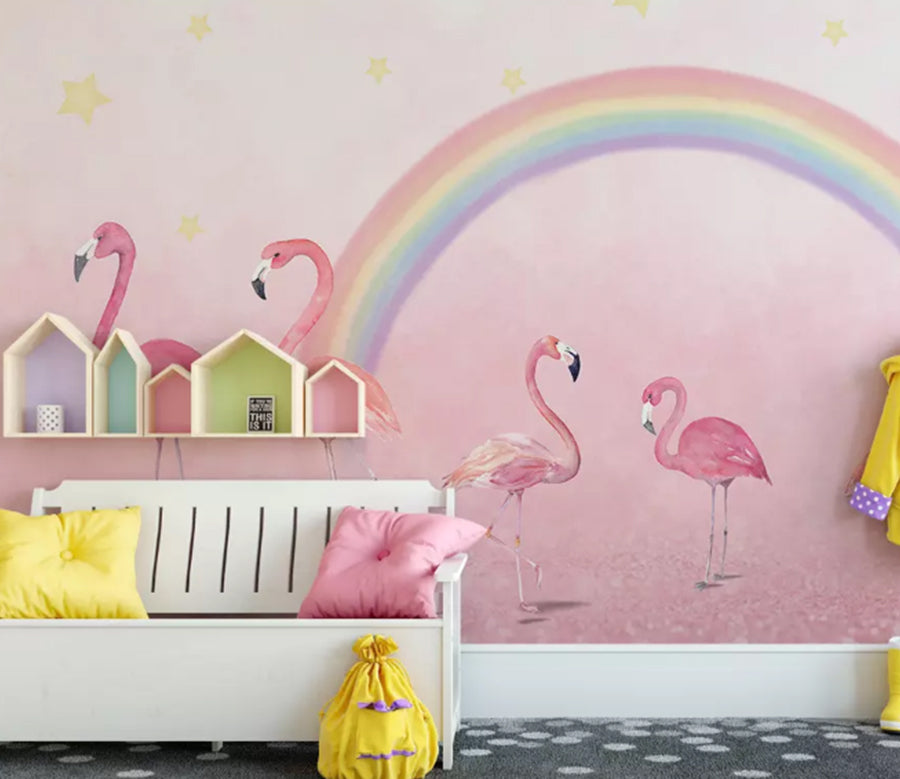 3D Pink Flamingo 2079 Wall Murals