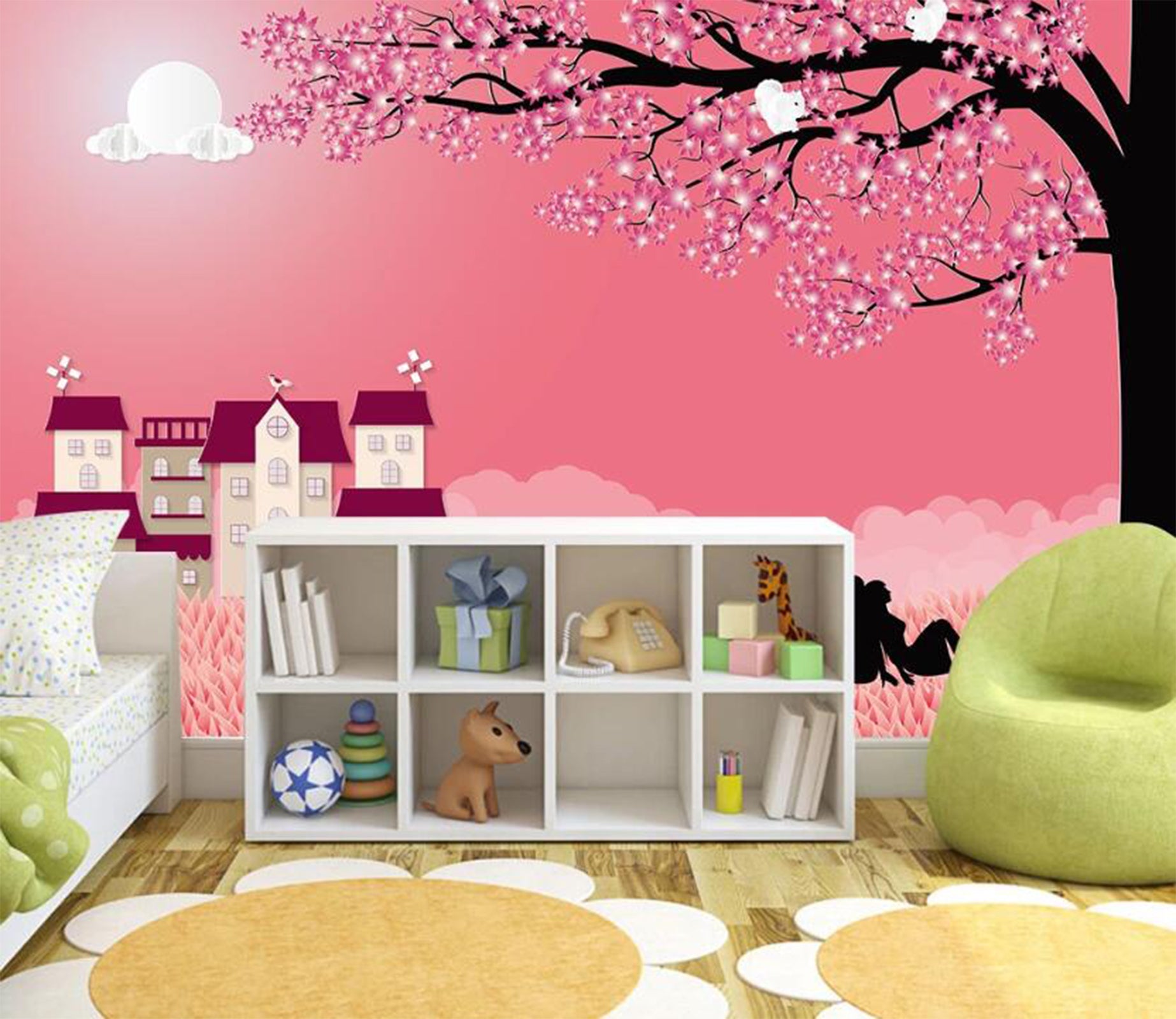 3D The Romantic World Of Deep Pink 2281 Wall Murals