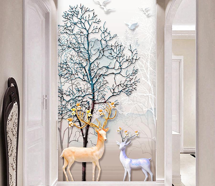 3D Deer Tree 110 Wall Murals Wallpaper AJ Wallpaper 2 