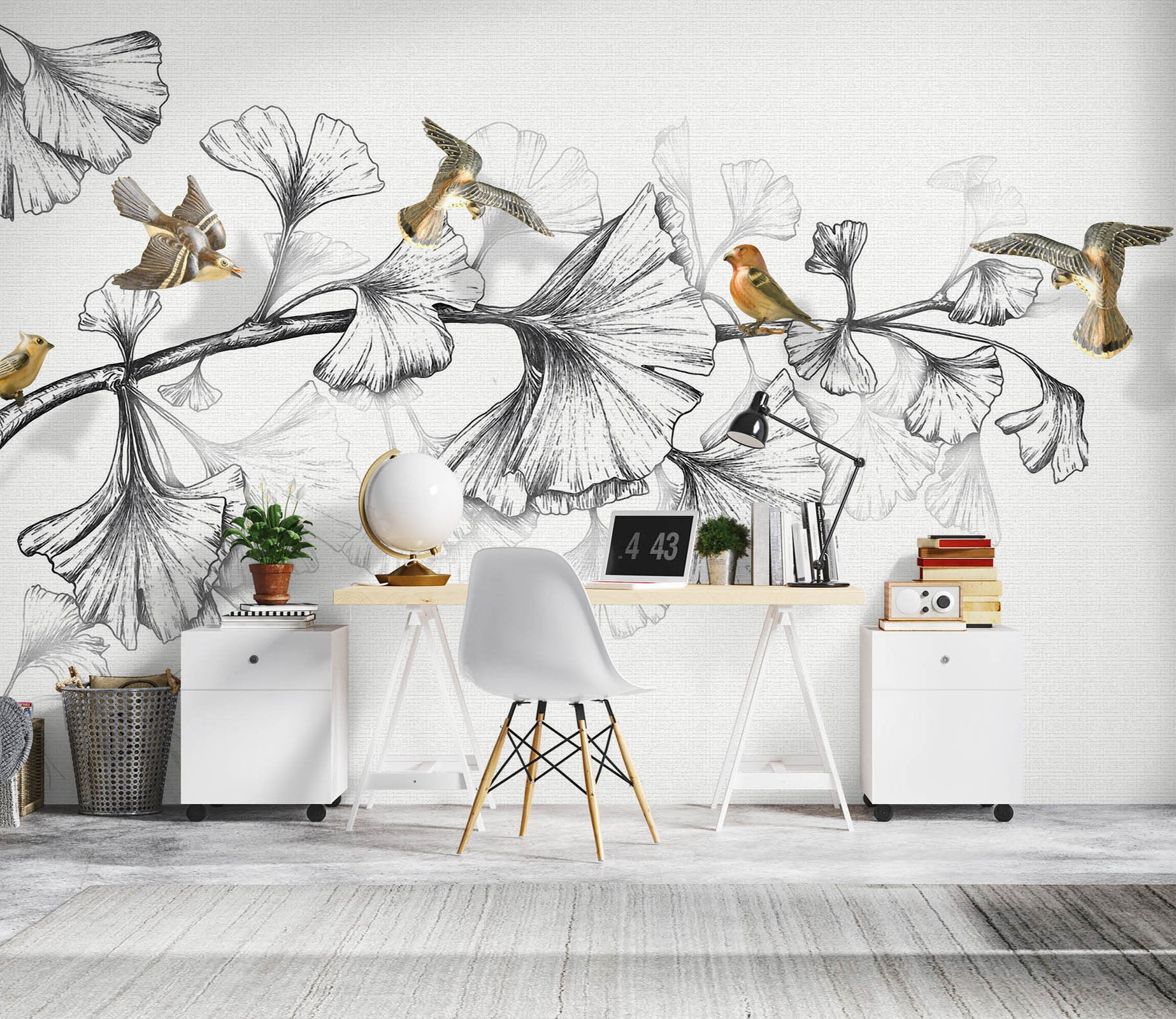 3D Sketch Bird 1035 Wall Murals