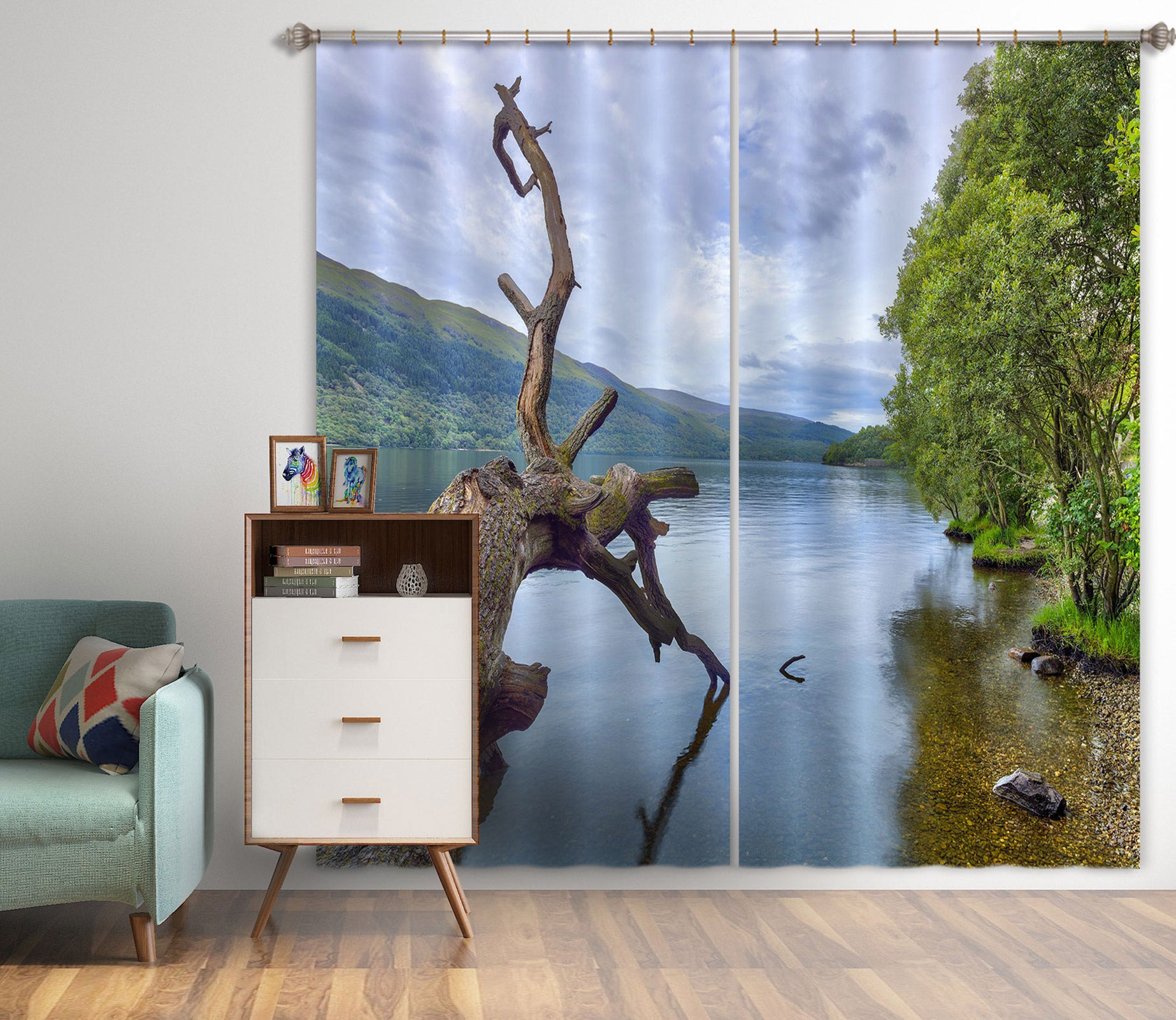 3D Scottish Loch 043 Assaf Frank Curtain Curtains Drapes
