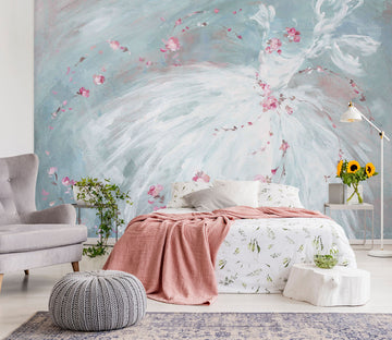 3D Pink Petal White Dress 3106 Debi Coules Wall Mural Wall Murals