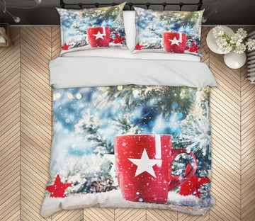 3D Red Water Glass 52147 Christmas Quilt Duvet Cover Xmas Bed Pillowcases