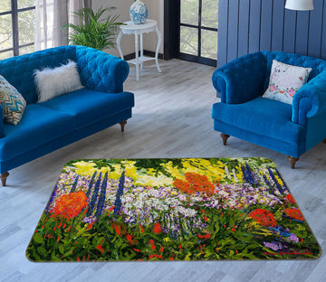 3D Colored Flowers 1043 Allan P. Friedlander Rug Non Slip Rug Mat