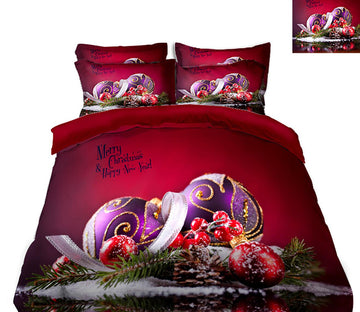 3D Ball Pendant 31196 Christmas Quilt Duvet Cover Xmas Bed Pillowcases