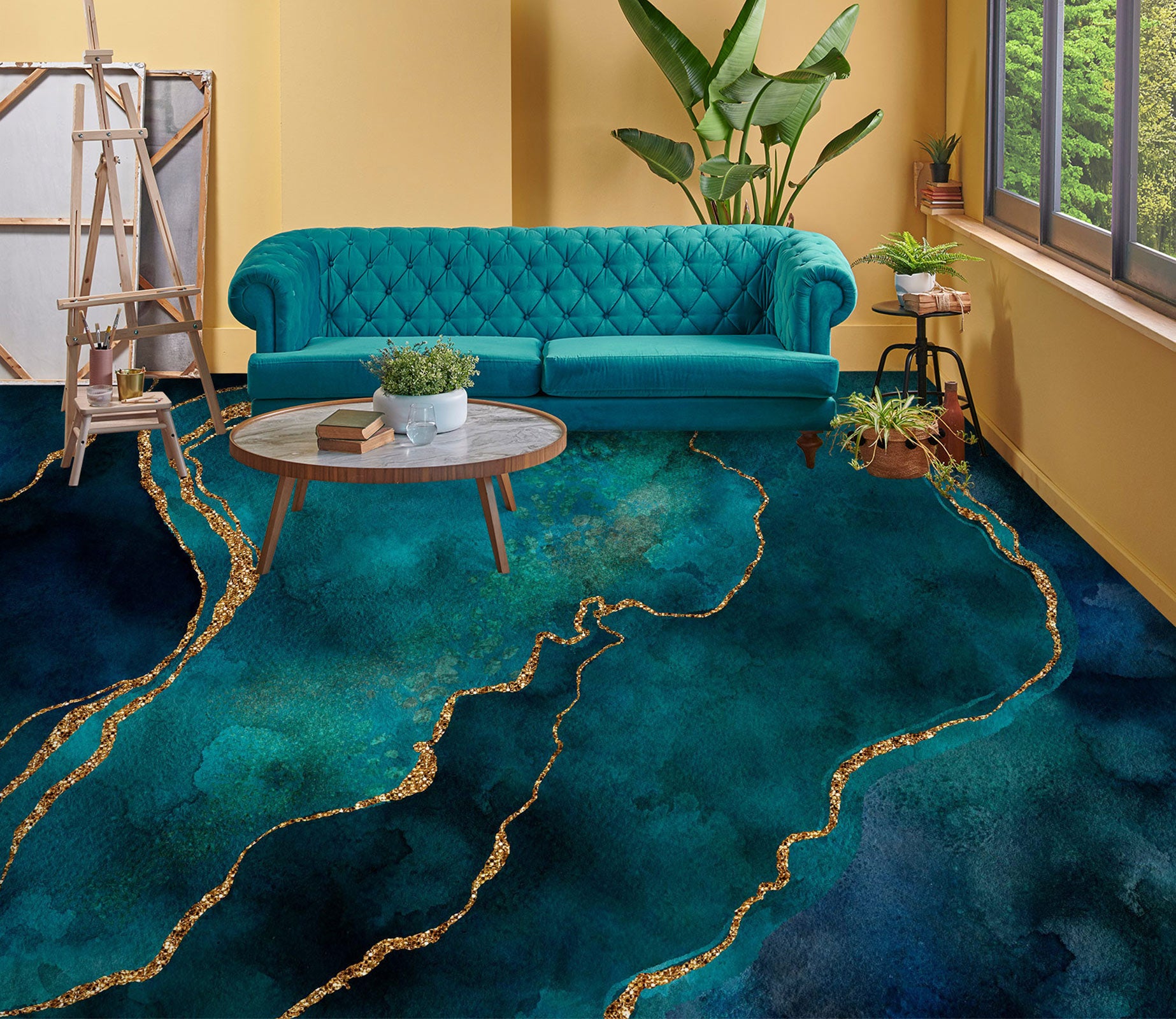 3D Green Pattern Phnom Penh 102133 Andrea Haase Floor Mural  Wallpaper Murals Self-Adhesive Removable Print Epoxy