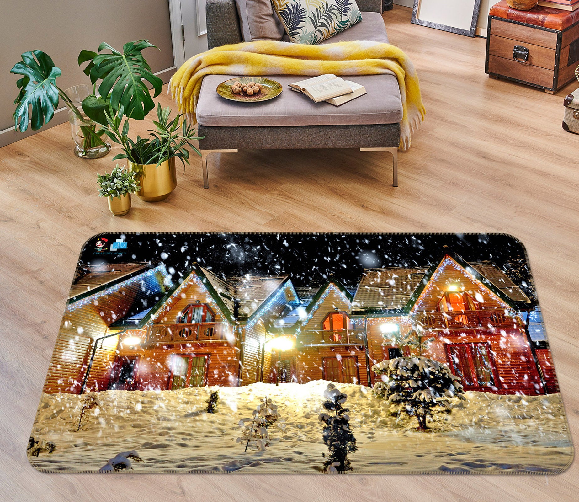 3D Snowy House 56207 Christmas Non Slip Rug Mat Xmas