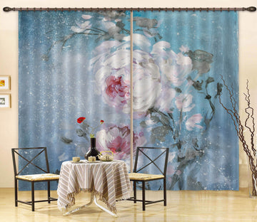 3D White Pink Flower Bud 3091 Debi Coules Curtain Curtains Drapes