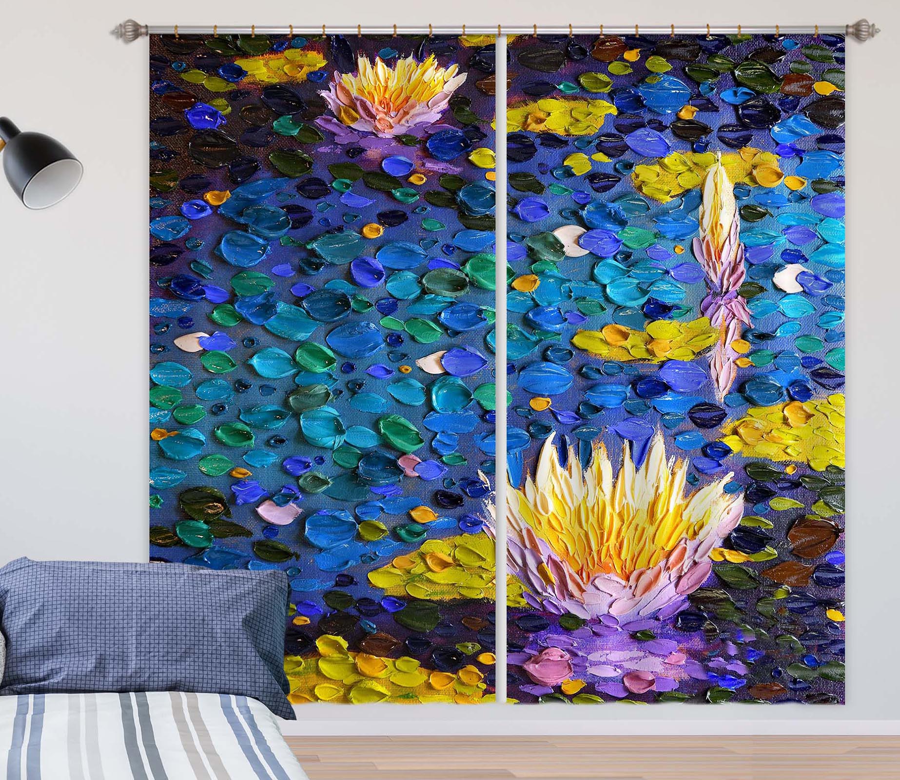 3D Lotus Pond 062 Dena Tollefson Curtain Curtains Drapes