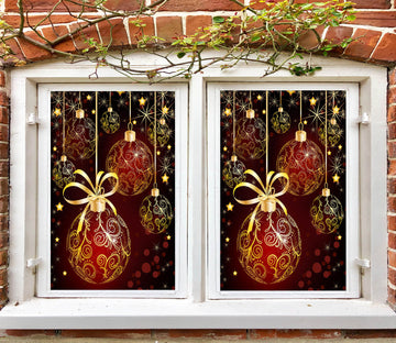 3D Golden Ball 31005 Christmas Window Film Print Sticker Cling Stained Glass Xmas