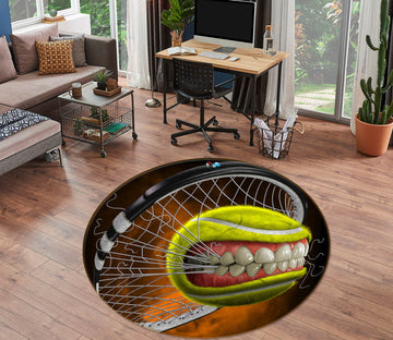 3D Teeth Tennis 4155 Tom Wood Rug Round Non Slip Rug Mat