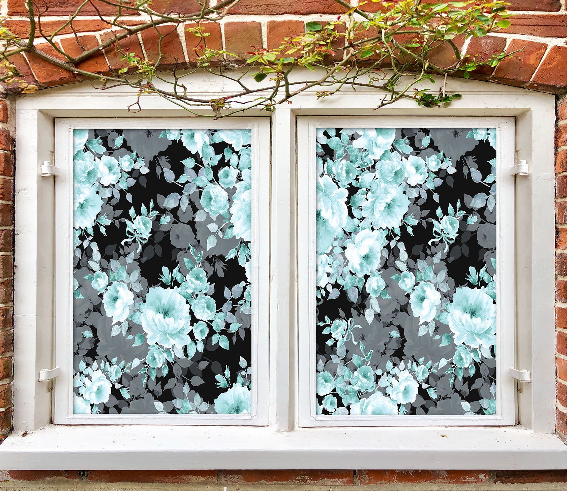 3D Green Flower 359 Window Film Print Sticker Cling Stained Glass UV Block