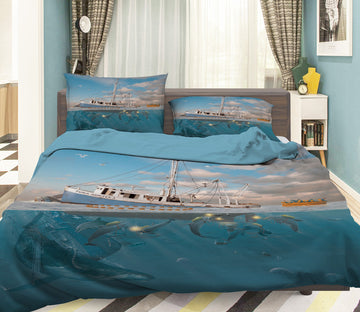 3D Rage Of The Dolphin 071 Bed Pillowcases Quilt Exclusive Designer Vincent