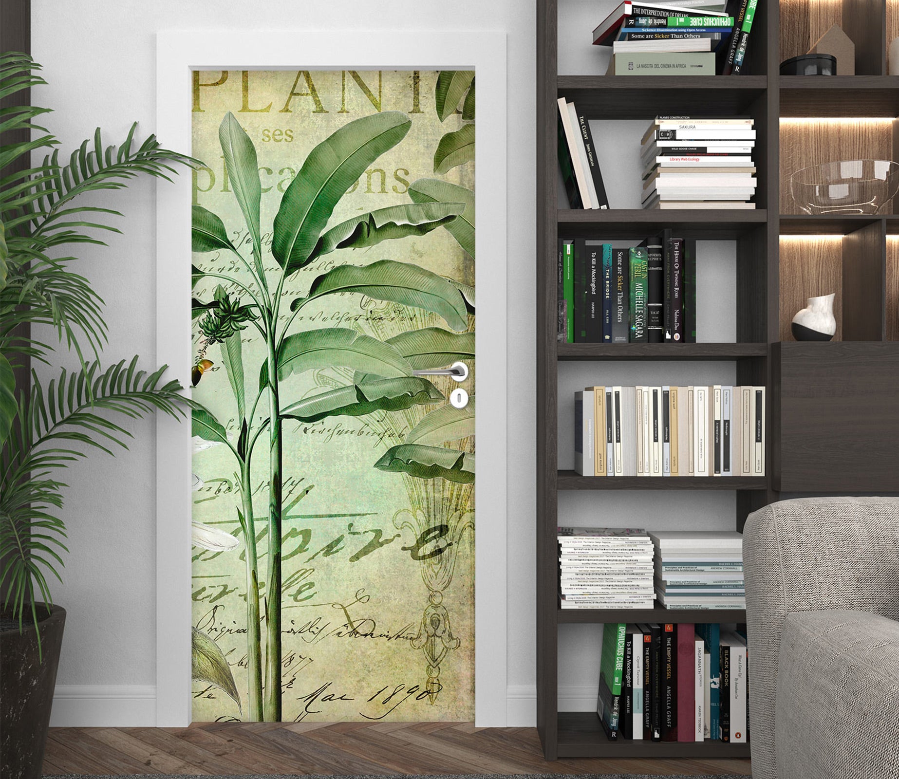 3D Green Leaf Pattern 11920 Andrea Haase Door Mural
