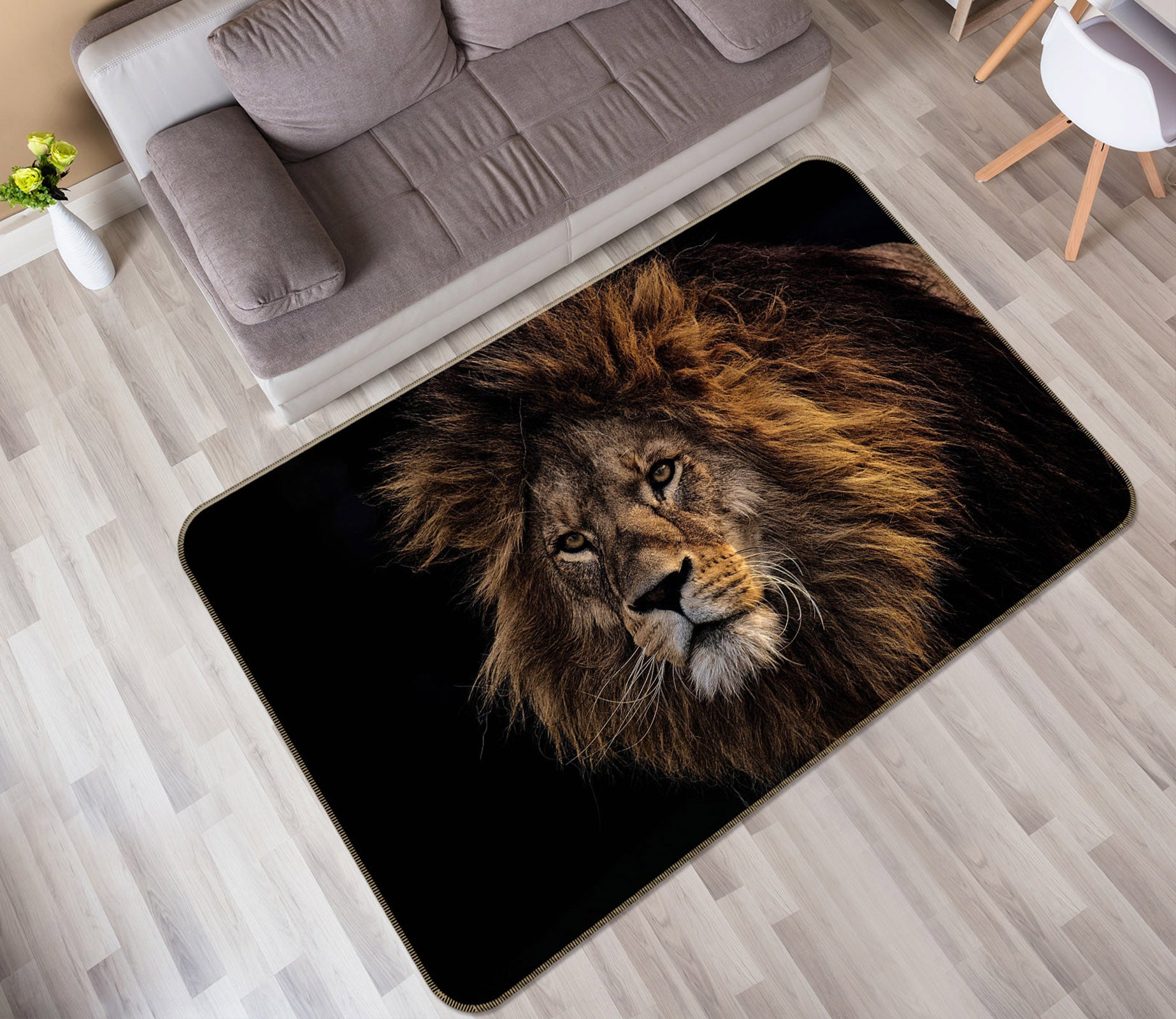 3D Yellow Lion 105 Animal Non Slip Rug Mat