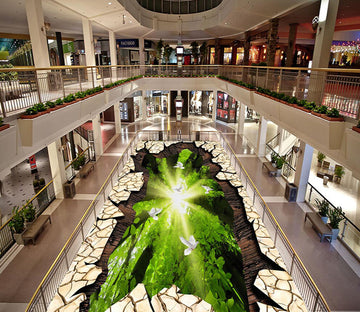 3D Forest Sunlight 118 Floor Mural  Self-Adhesive Sticker Bathroom Non-slip Waterproof Flooring Murals