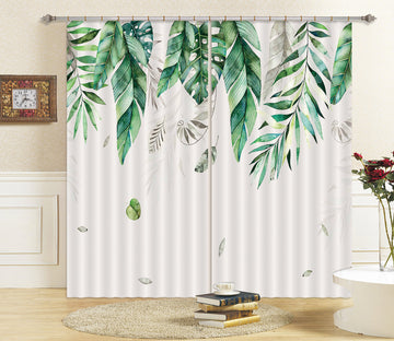 3D Green Leaf 846 Curtains Drapes