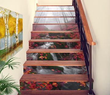 3D Red Leaves 265 Stair Risers