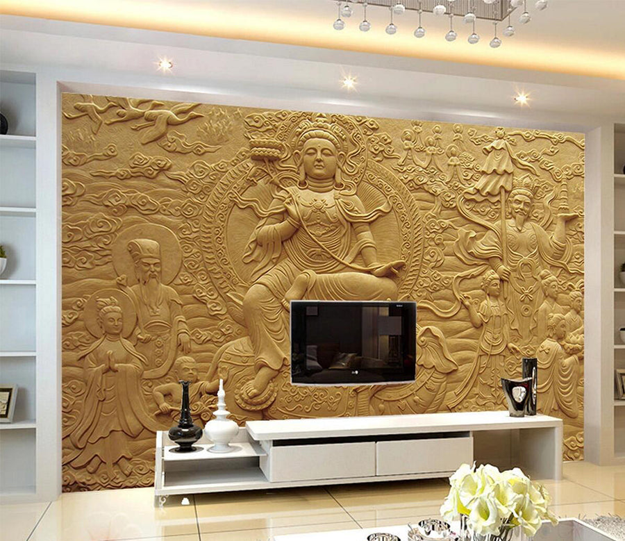 3D Carving Buddha WC604 Wall Murals