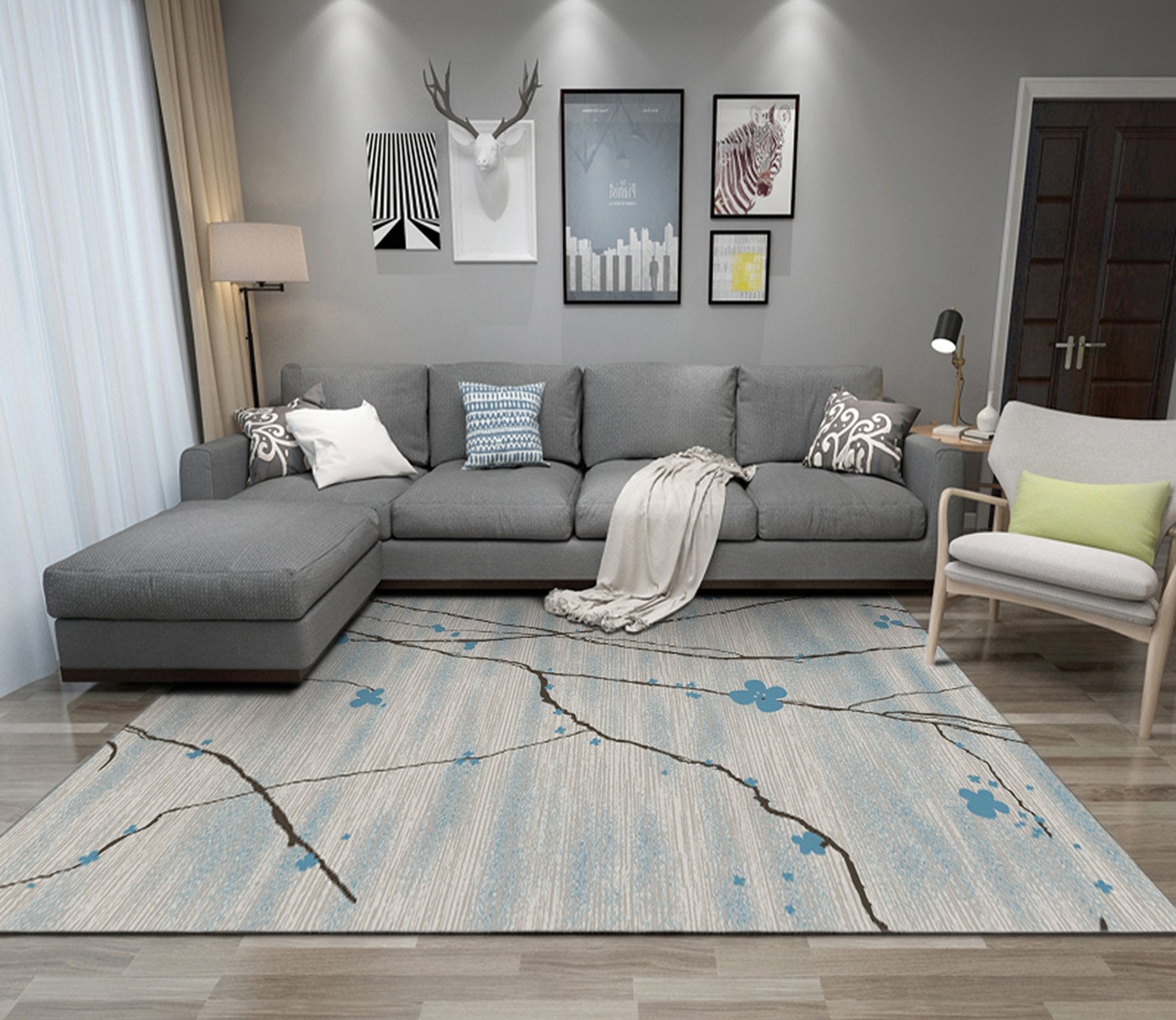 3D Branch Flower WG075 Non Slip Rug Mat Mat AJ Creativity Home 