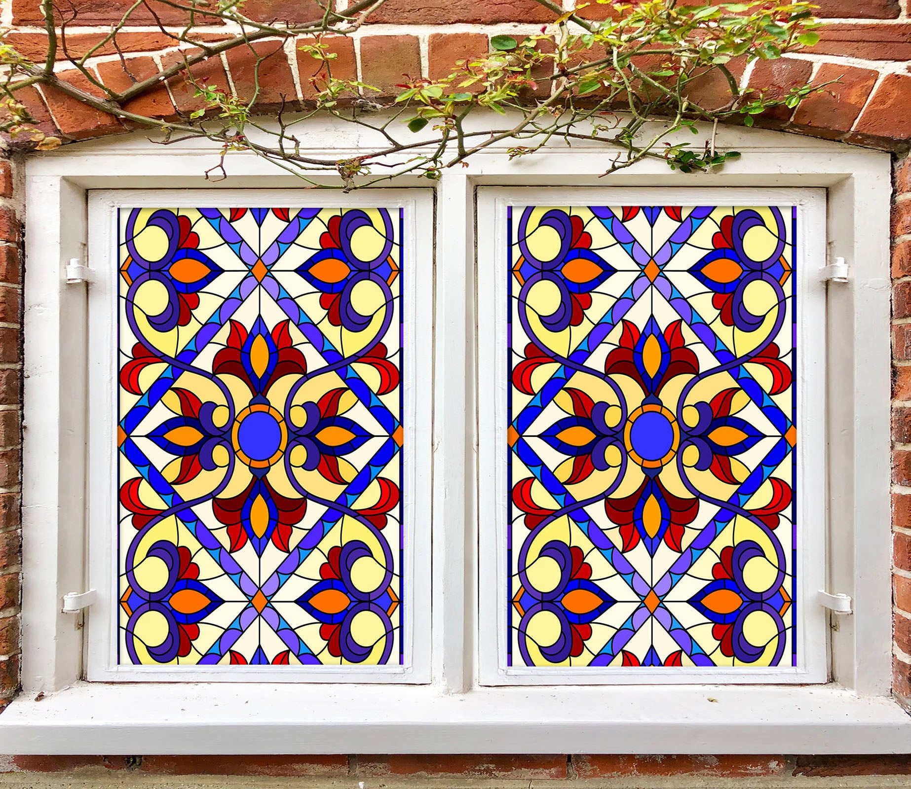 3D Cross Pattern 097 Window Film Print Sticker Cling Stained Glass UV Block