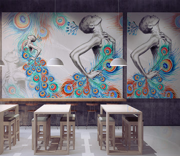 3D Peacock Dress WG270 Wall Murals