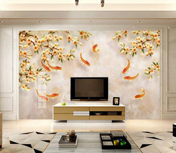 3D Goldfish Flower WC1622 Wall Murals