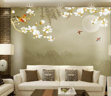 3D Birds Flowers WC1330 Wall Murals