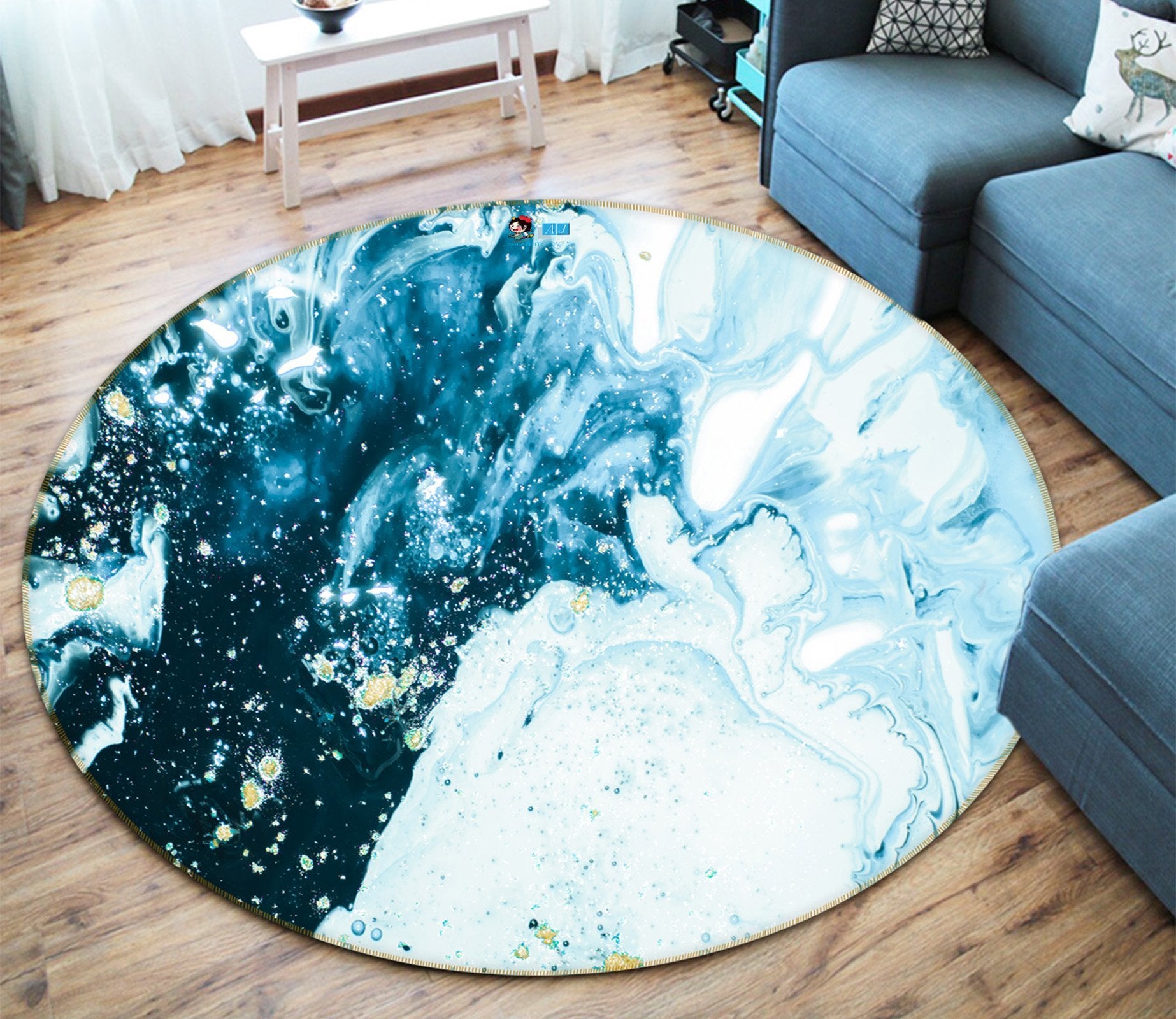 3D Blue Shades 152 Round Non Slip Rug Mat Mat AJ Creativity Home 