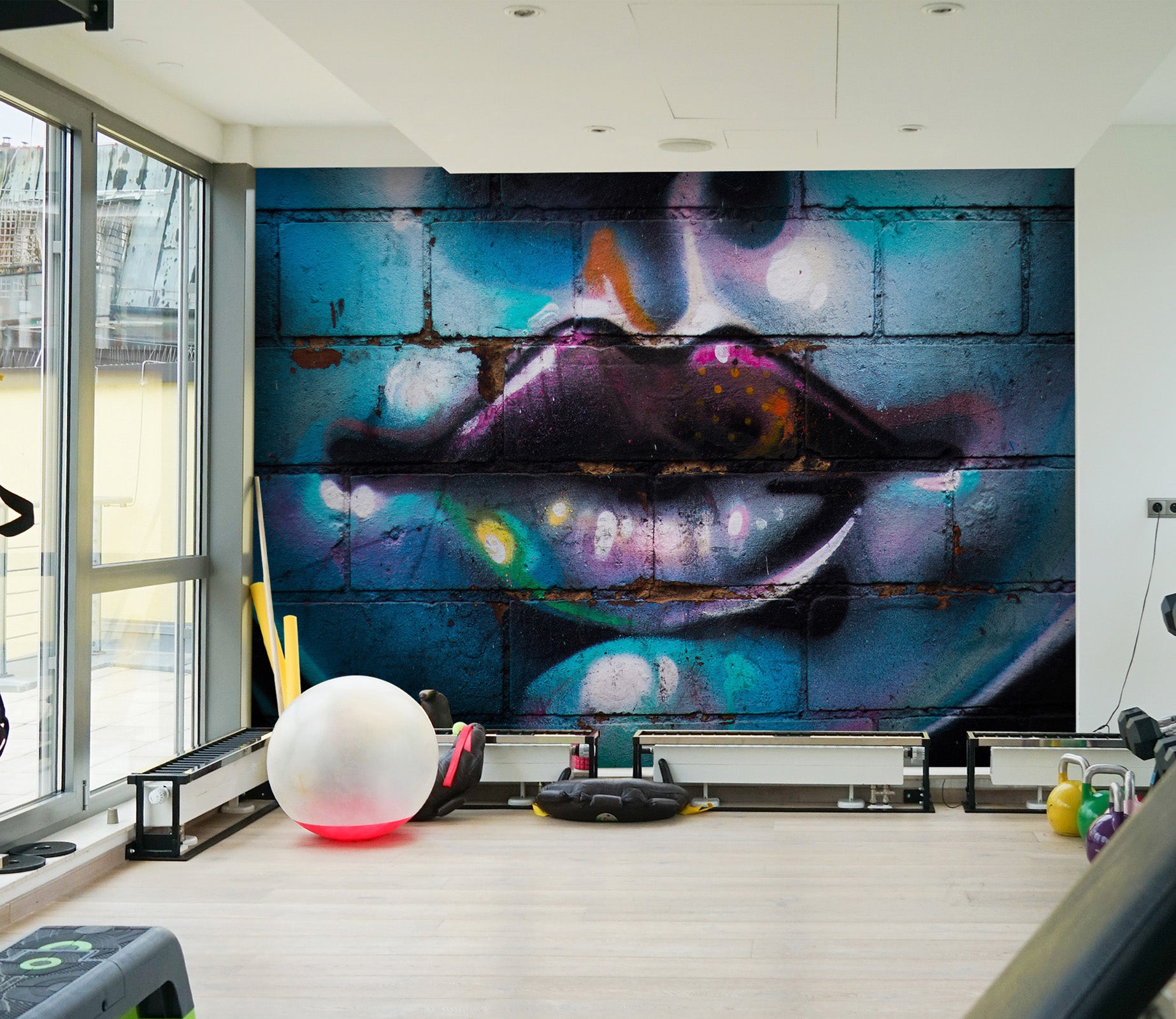 3D Graffiti Lips 020 Wall Murals Wallpaper AJ Wallpaper 2 