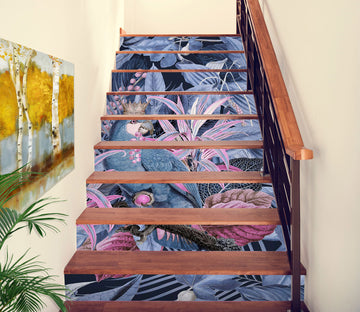 3D Purple-Pink Bushes 10452 Andrea Haase Stair Risers