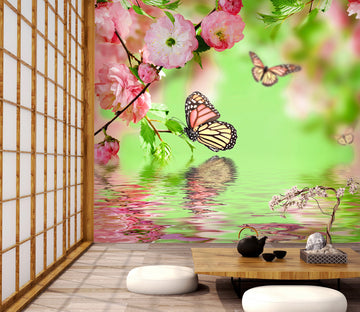 3D Flower Butterfly 390 Wall Murals