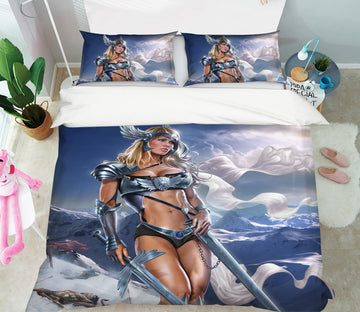3D Female Warrior Snow Mountain 4079 Tom Wood Bedding Bed Pillowcases Quilt