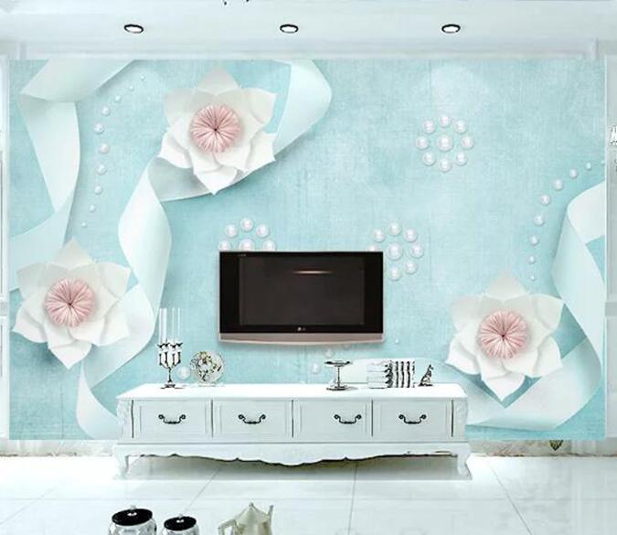 3D Pink Flowers 230 Wall Murals Wallpaper AJ Wallpaper 2 