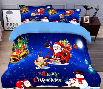 3D Santa Deer Snowman 31229 Christmas Quilt Duvet Cover Xmas Bed Pillowcases