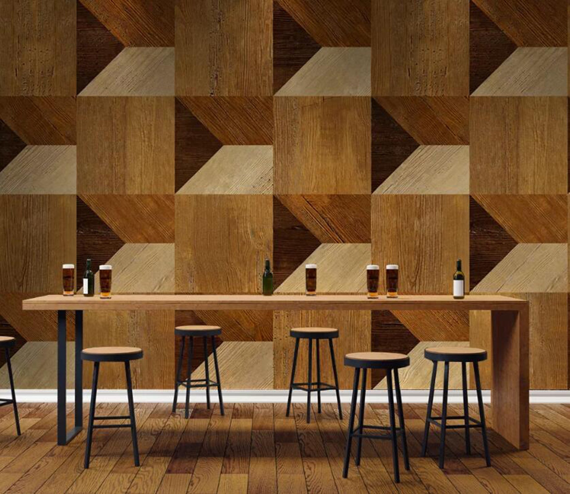 3D Wooden Square WC24 Wall Murals Wallpaper AJ Wallpaper 2 