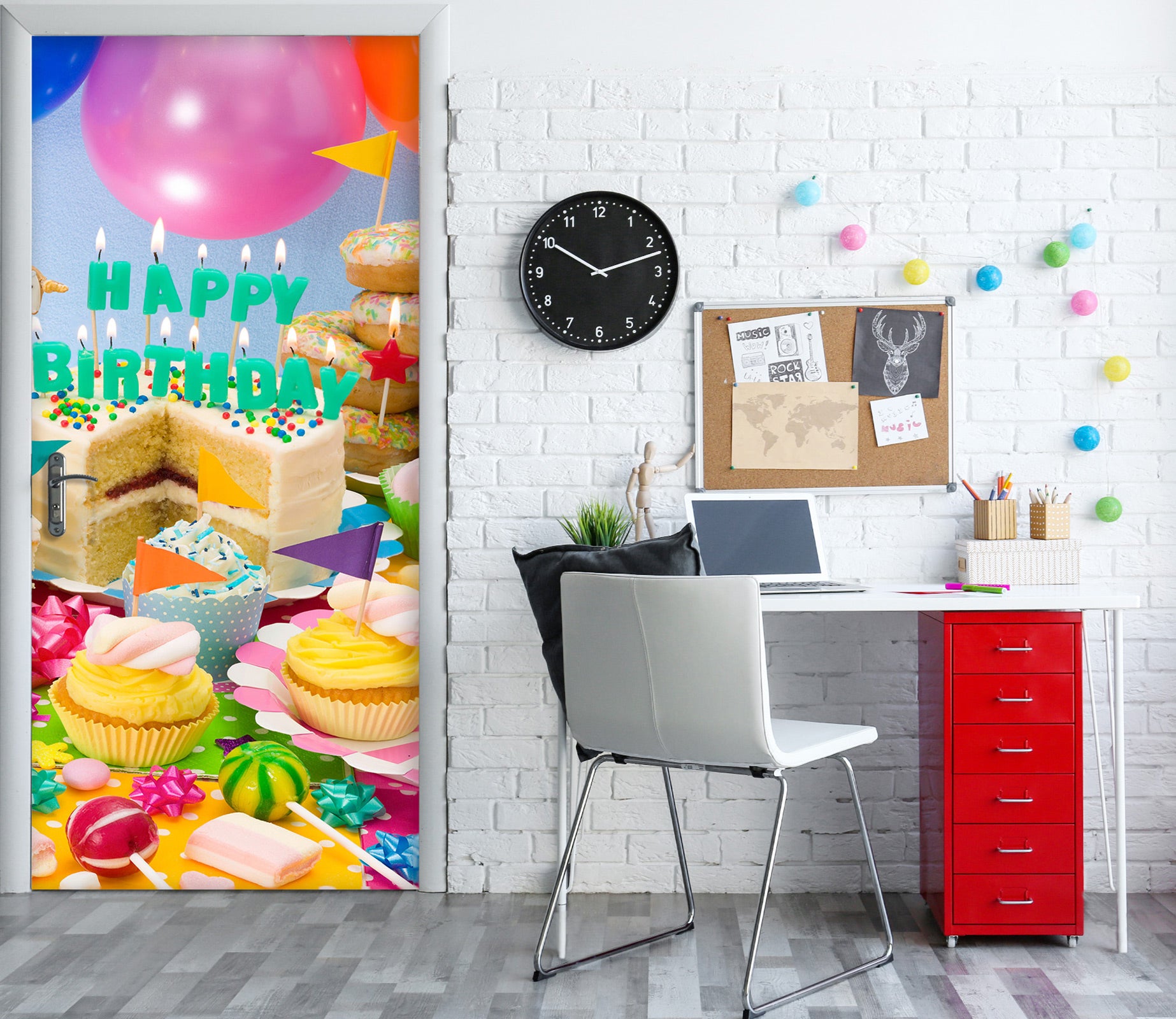 3D Birthday Cake 10747 Assaf Frank Door Mural