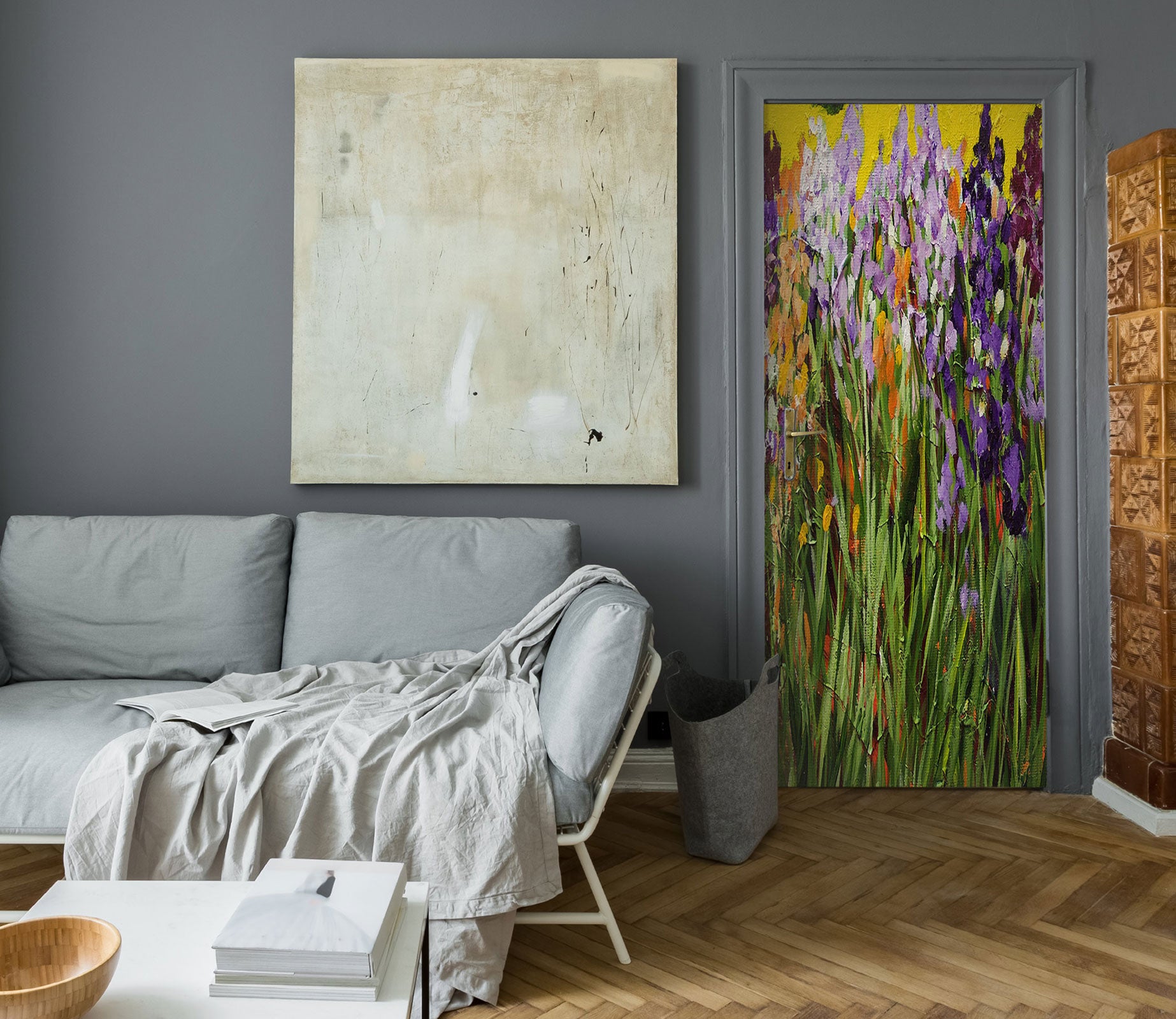 3D Purple Flowers 93198 Allan P. Friedlander Door Mural