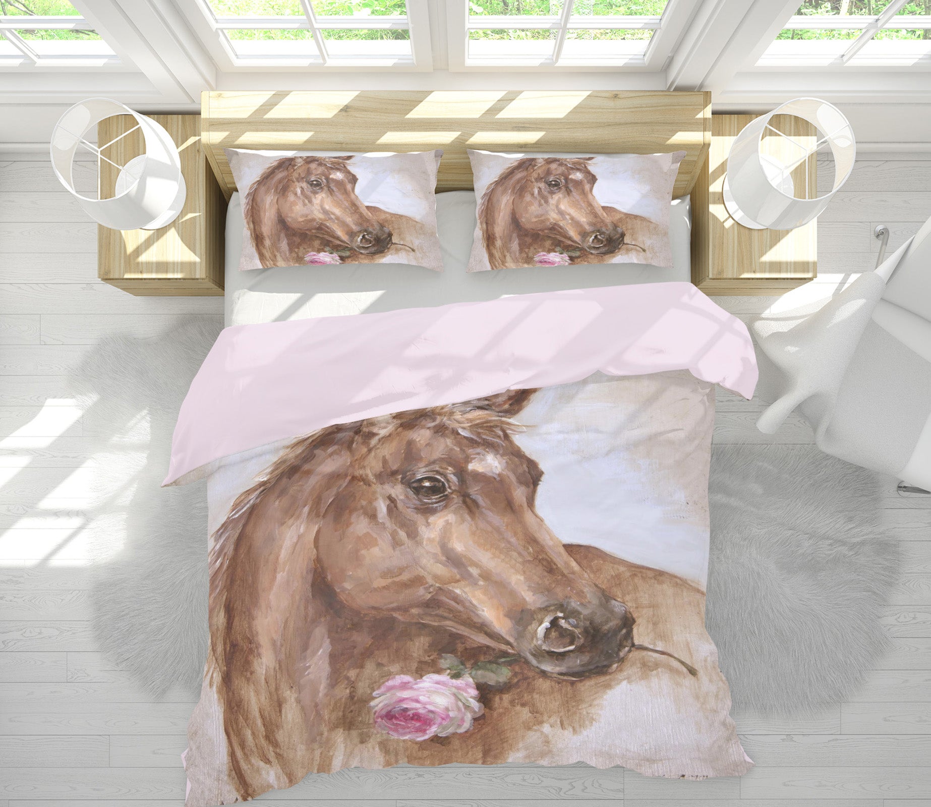 3D Rose Horse 030 Debi Coules Bedding Bed Pillowcases Quilt