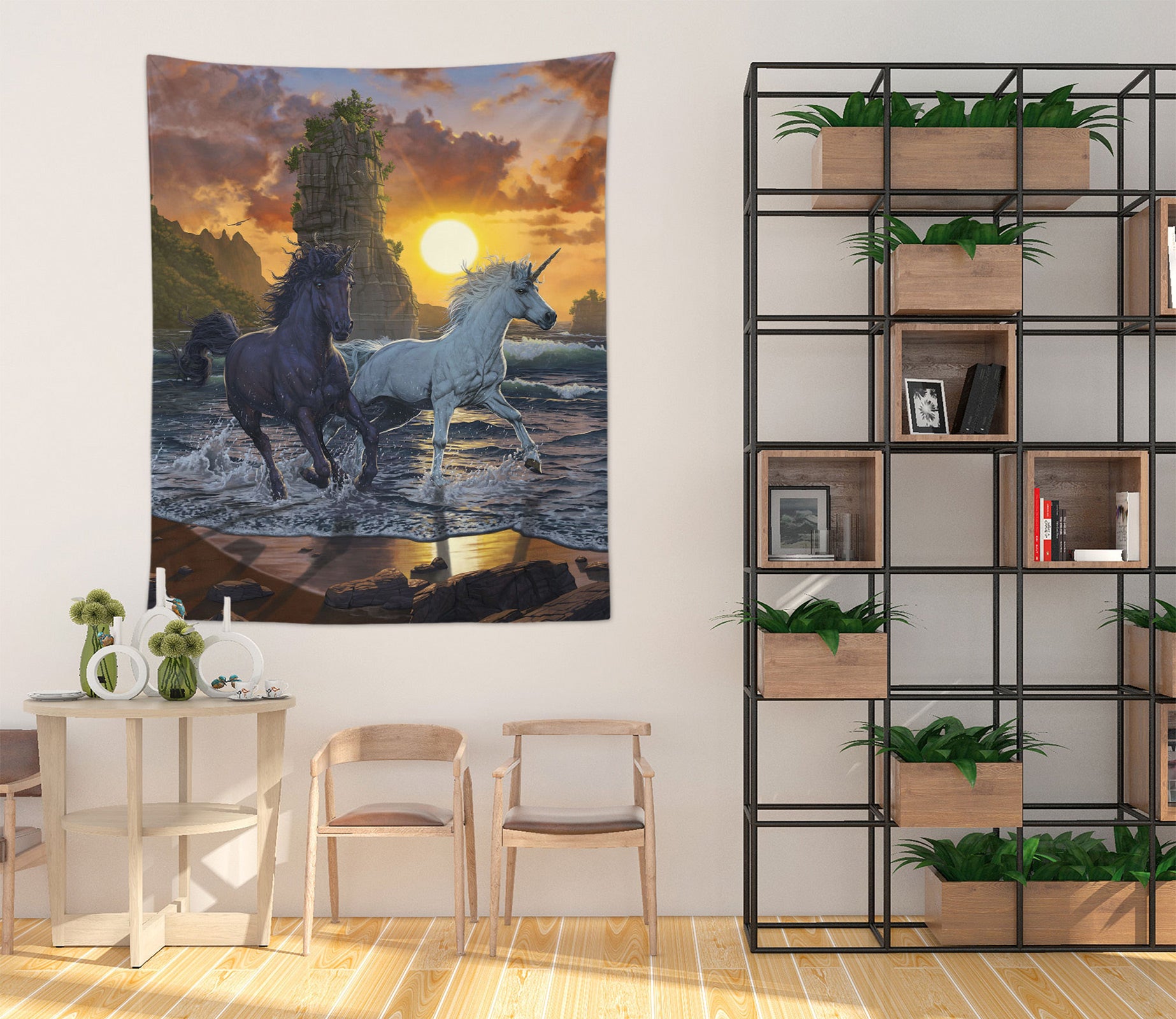 3D Seaside Unicorn Horse 11748 Vincent Tapestry Hanging Cloth Hang