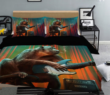 3D Orangutan Playing Guitar 1978 Bed Pillowcases Quilt Quiet Covers AJ Creativity Home 