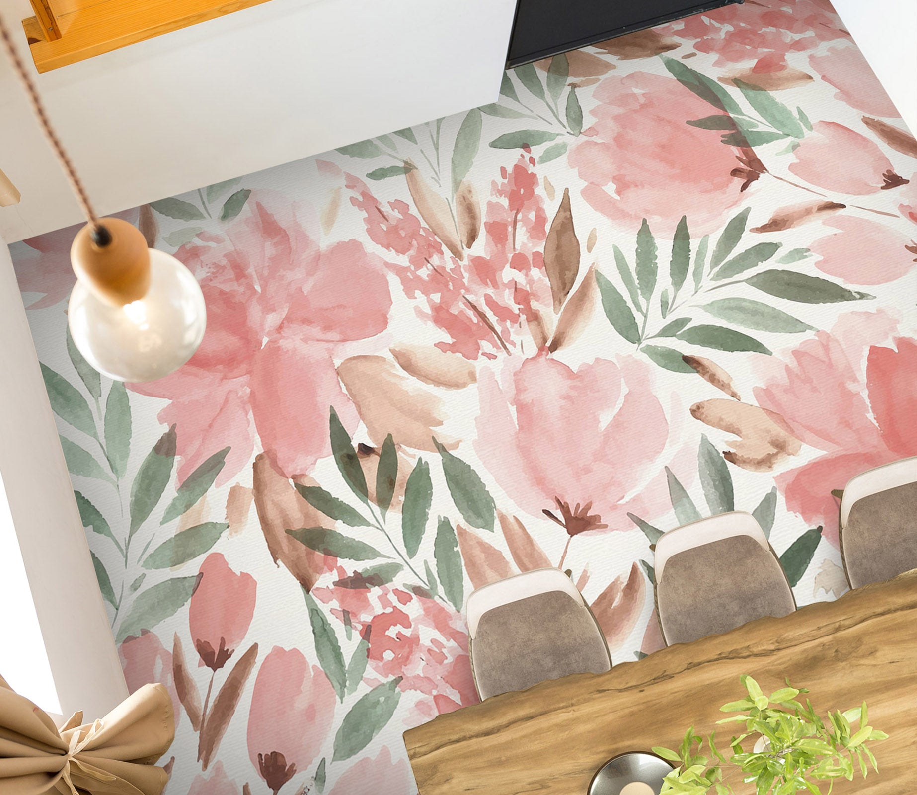 3D Light Pink Flower Painting 1274 Floor Mural  Wallpaper Murals Self-Adhesive Removable Print Epoxy
