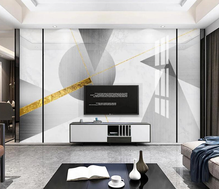 3D Gray Round Triangle 769 Wall Murals