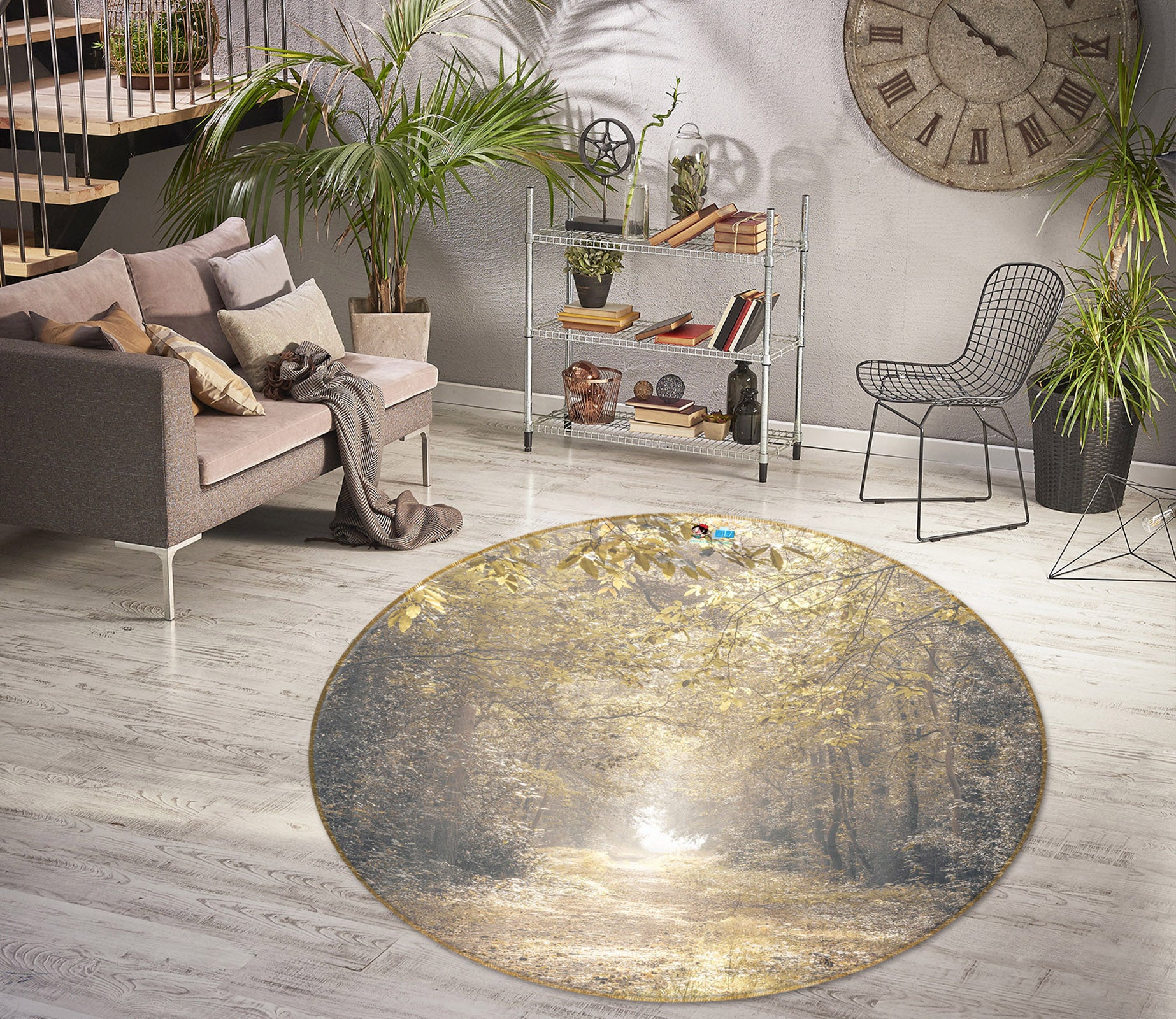 3D Deep Forest 7415 Assaf Frank Rug Round Non Slip Rug Mat