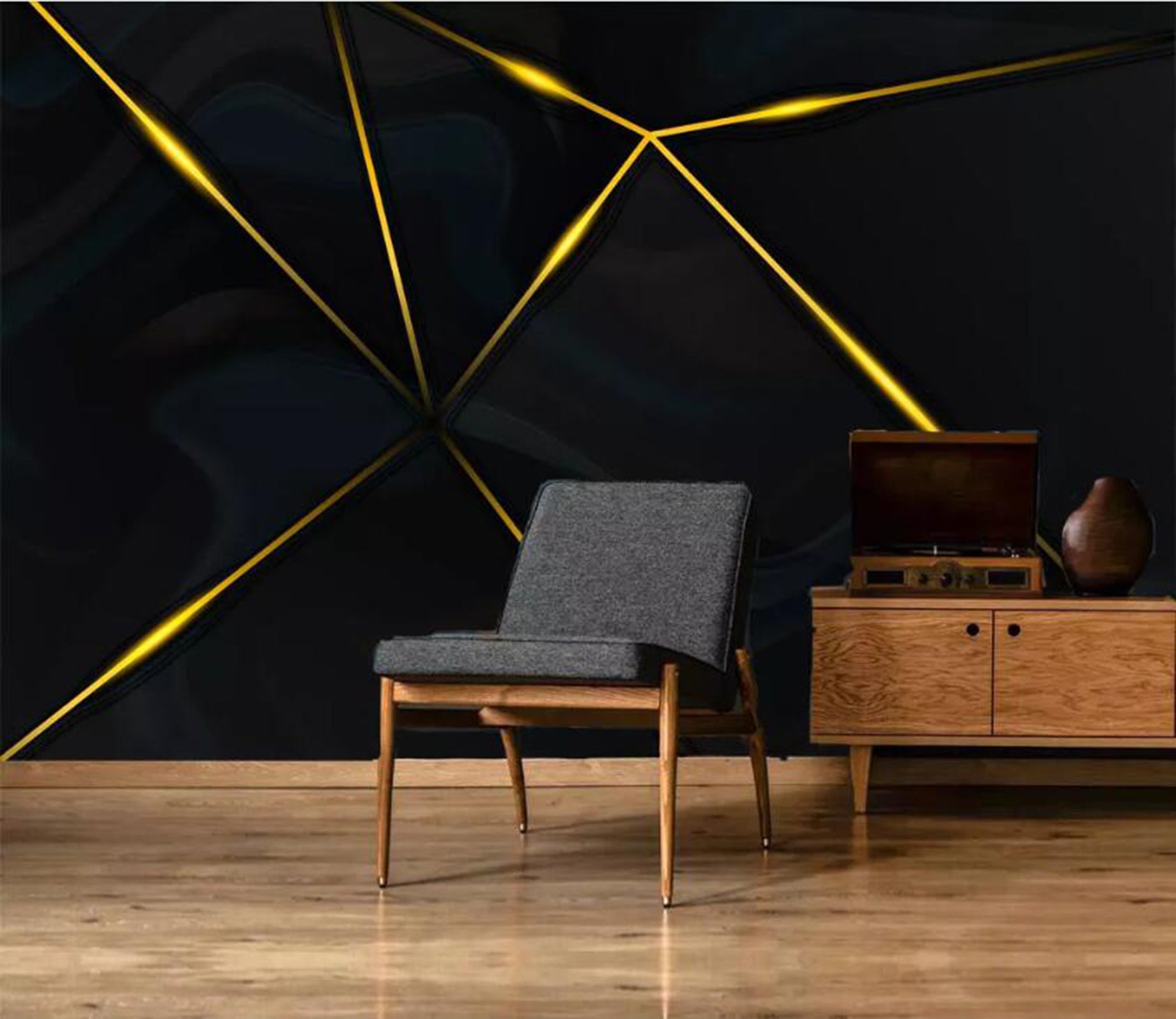 3D Golden Polygon WC31 Wall Murals Wallpaper AJ Wallpaper 2 