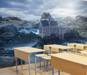 3D Castle River 153 Wall Murals